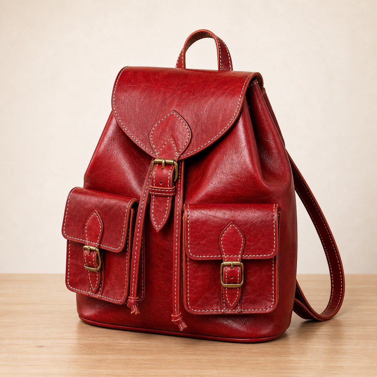 Sac à dos cuir rouge original | L'Artisan Rouge